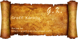 Greff Károly névjegykártya